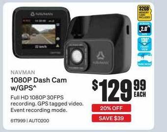 SuperCheap Auto Navman 1080p dash cam w-gps offer