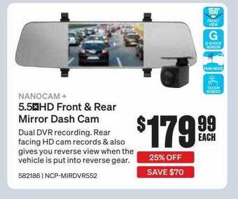 SuperCheap Auto Nanocam+ 5.5 hd front & rear mirror dash cam offer