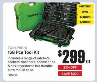 SuperCheap Auto Toolpro-x 168 pce tool kit offer