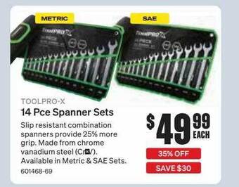SuperCheap Auto Toolpro-x 14 pce spanner sets offer