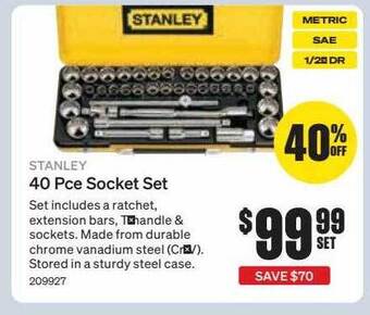 SuperCheap Auto Stanley 40 pce socket set offer
