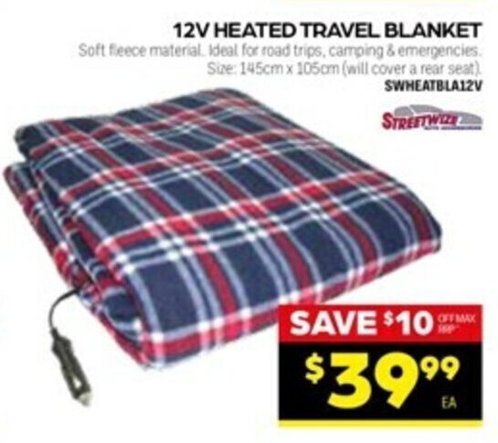 Streetwize 12V Heated Travel Blanket offer at Autopro