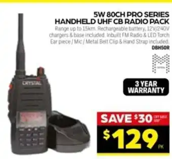 5W 80CH Pro Series Handheld UHF CB Radio Pack