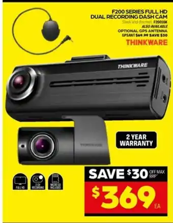 Autopro Thinkware F200 Series Full HD Dual Recording Dash Cam offer