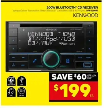 Autopro Kenwood 200W Bluetooth CD Receiver offer