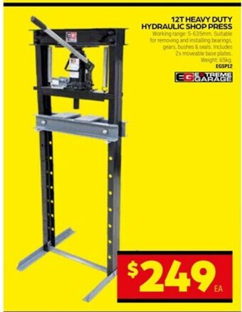 Autopro Extreme Garage 12T Heavy Duty Hydraulic Shop Press offer