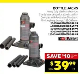 Extreme Garage Bottle Jacks 2000KG EG2000B