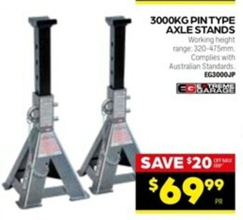 Autopro Extreme Garage 3000KG Pin Type Axle Stands offer
