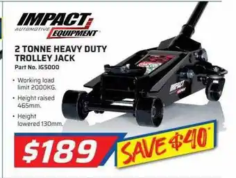 Auto One Impact 2 tonne heavy duty trolley jack offer