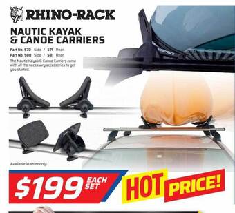 Auto One Rhino-rack nautic kayak & canoe carriers offer