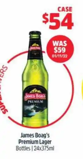 BWS James boag's premium lager offer