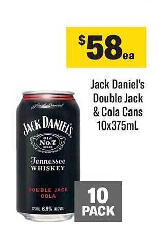 Liquorland Jack daniel's double jack & cola cans 10x375ml offer