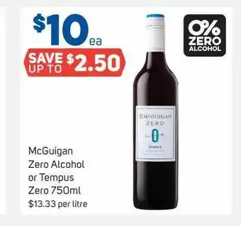 Foodland Mc guigan zero alcohol or tempus zero offer
