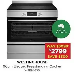 Bing Lee Westinghouse 90cm electric freestanding cooker wfe946sd offer