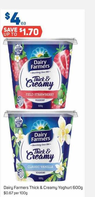 Foodland Dairy farmers thick & creamy yoghurt offer