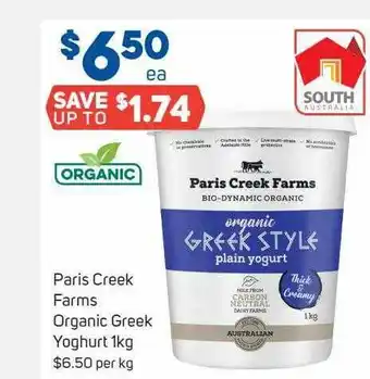 Foodland Paris creek farms organic greek yoghurt offer