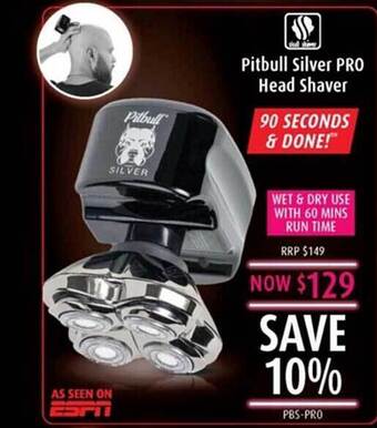 Shaver Shop Pitbull silver pro head shaver offer
