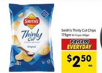Spar Smith's thinly cut chips 175gm offer