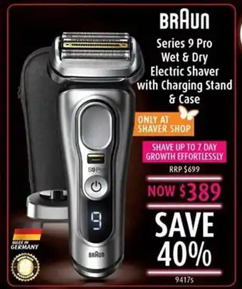 Shaver Shop Braun series 9 pro wet & dry electric shaver with charging stand & case offer