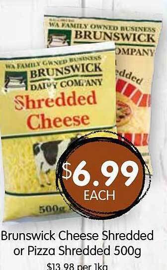 Spudshed Brunswick cheese shredded or pizza offer