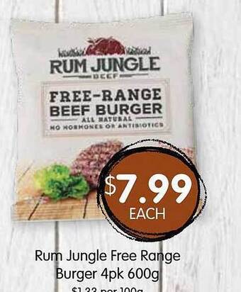 Rum jungle free range burger