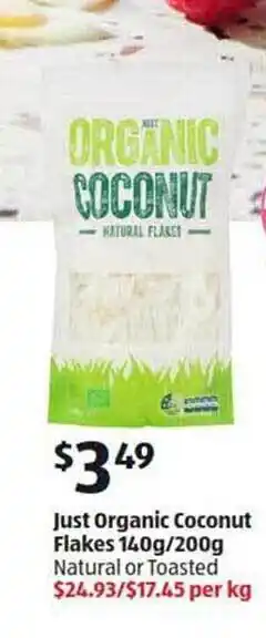 ALDI Just organic coconut flakes offer