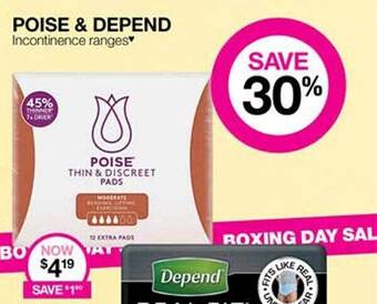Priceline Poise & depend incontinence ranges offer