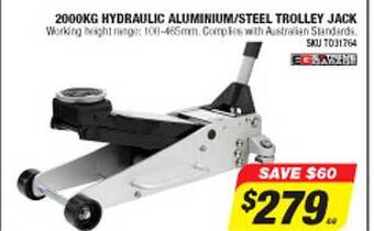 Autobarn Hydraulic aluminium steel trolley jack offer