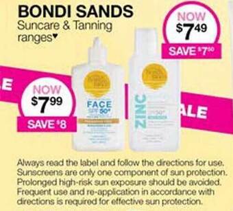 Bondi sands suncare & tanning ranges