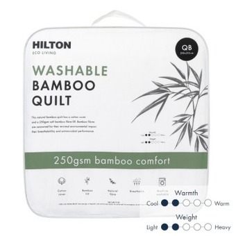 Pillow Talk Eco living 250gsm washable bamboo quilt by hilton offer