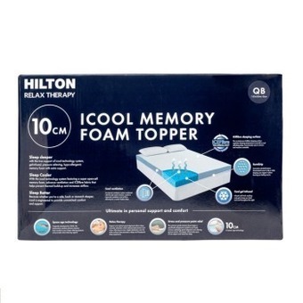 Pillow Talk Relax therapy icool 10cm memory foam topper by hilton offer
