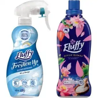 IGA Fluffy fabric softener 900ml-1 litre or clothes refresher 400ml selected varieties offer