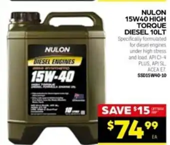 Autopro Nulon 15W40 High Torque Diesel 10Lt offer