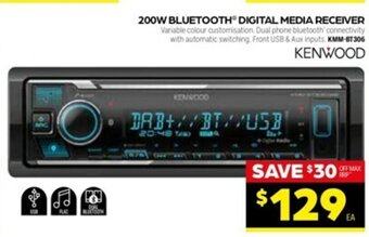 Autopro Kenwood 200W Bluetooth Digital Media Receiver offer