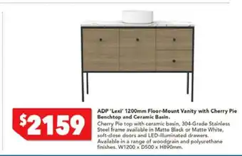 Harvey Norman ADP 'Lexi' 1200mm Floor-Mount Vanity with Cherry Pie Benchtop and Ceramic Basin offer