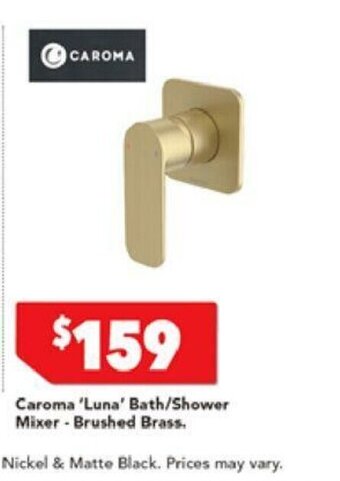 Harvey Norman Caroma 'Luna' Bath/Shower Mixer - Brushed Brass offer
