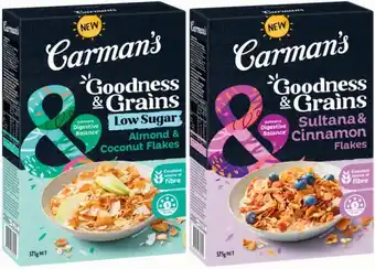 Coles Carmanu2019s Goodness & Grains Cereal 375g offer