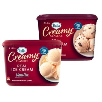 Coles Bulla creamy classics 2 litre offer