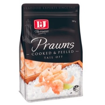Coles I&j cooked & peeled prawns tail off 500g offer