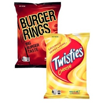 Coles Twisties, burger rings or cheetos 80g-90g offer