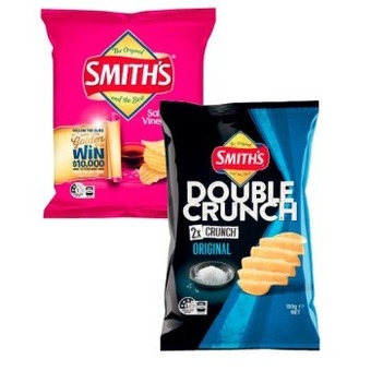 Coles Smith's crinkle cut or double crunch potato chips 150g-170g offer