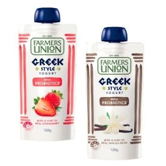 Coles Farmers union yogurt pouch 130g offer