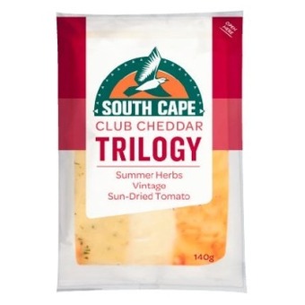 South cape club cheddar or trilogy cheese 140g