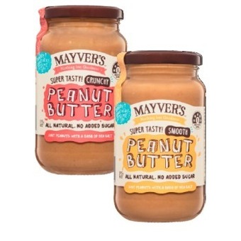 Coles Mayver's smooth or crunchy peanut butter 375g offer