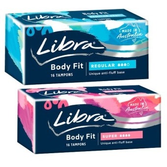 Coles Libra body fit regular or super tampons 16 pack offer
