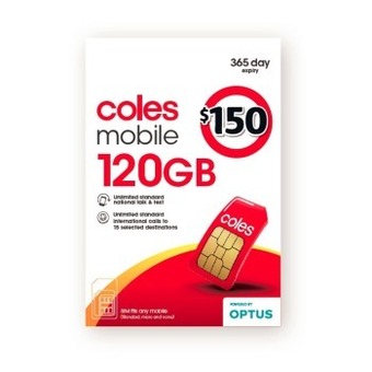 Coles Coles mobile $150 prepaid sim offer