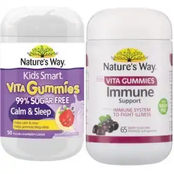 Coles Nature’s way kids smart gummies calm & sleep 50 pack or adult gummies immune support 65 pack offer