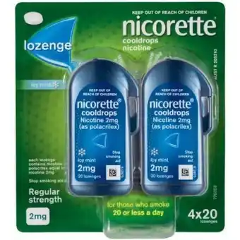 Coles Nicorette cooldrops lozenges 80 pack offer
