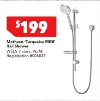 Harvey Norman Methven 'Turquoise MKII' Rail Shower offer