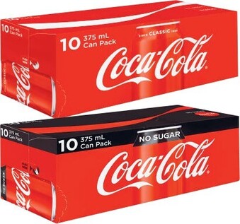 Coles Coca-Cola, Fanta or Sprite Soft Drink 10x375mL offer